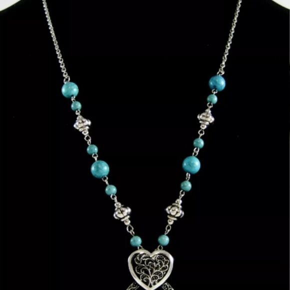 Eyeglass / ID Badge Holder Necklace Lanyard with Turquiose Beads NWOT 30" - Picture 2 of 3